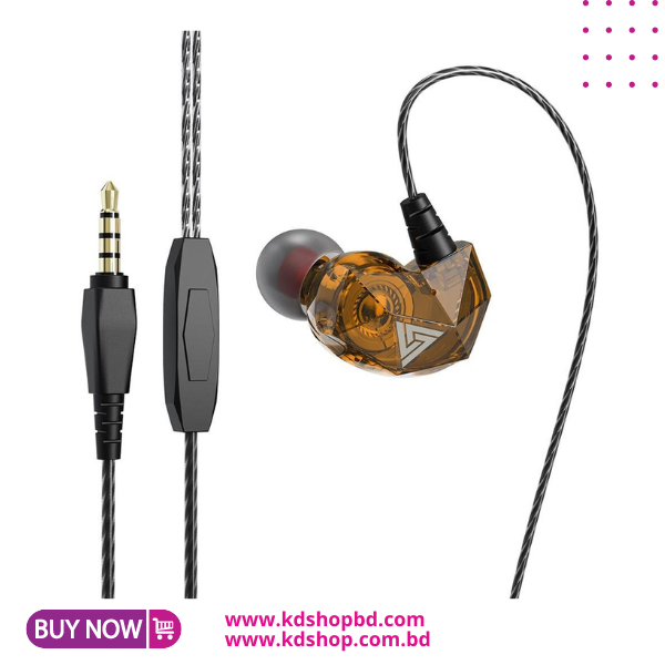 QKZ DM6 3.5mm Wired Headphones Copper Driver Stereo HiFi Earphone Bass Earbuds Music Sport Earphones Games Headsets