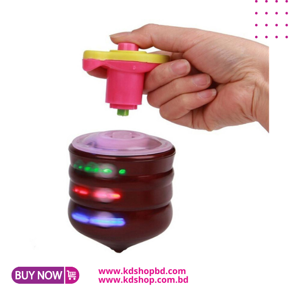 Children LED Light-up Music Wood-Like Peg-top Hand Spinner Plastic Flash Gyro Toy Gift for Kids