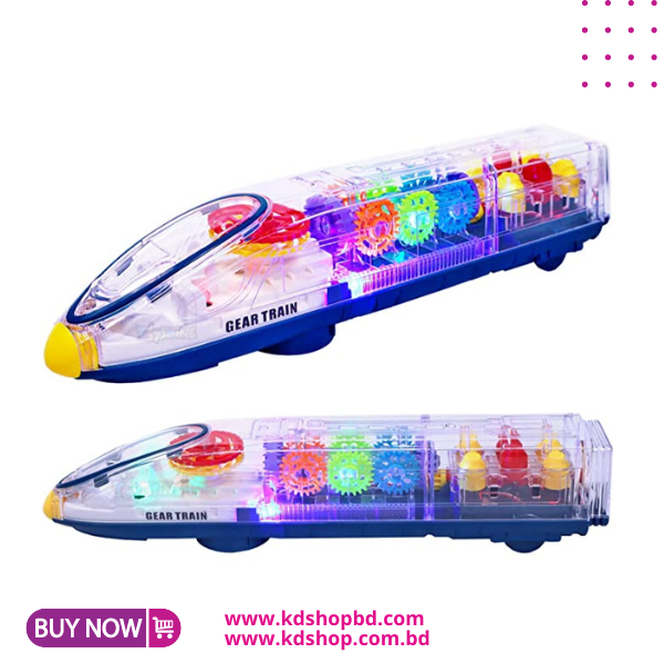 Joyabit Transparent Gear Train Toy with Music and Lighting Effect with Moving Parts for Toddlers