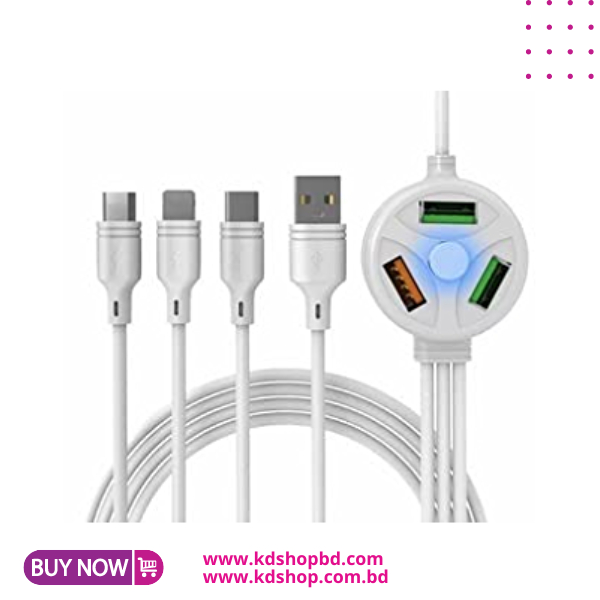 6 in 1 USB Charging Cable 3Plug ,3USB Port 3.1A