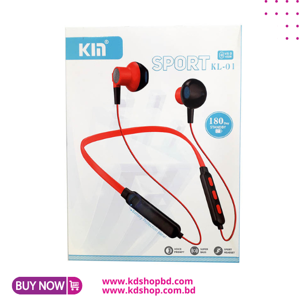 KIN-KL-01 - Bluetooth 5.0 Stereo Neckband Earphone, Wireless Headphones Sports Earbuds